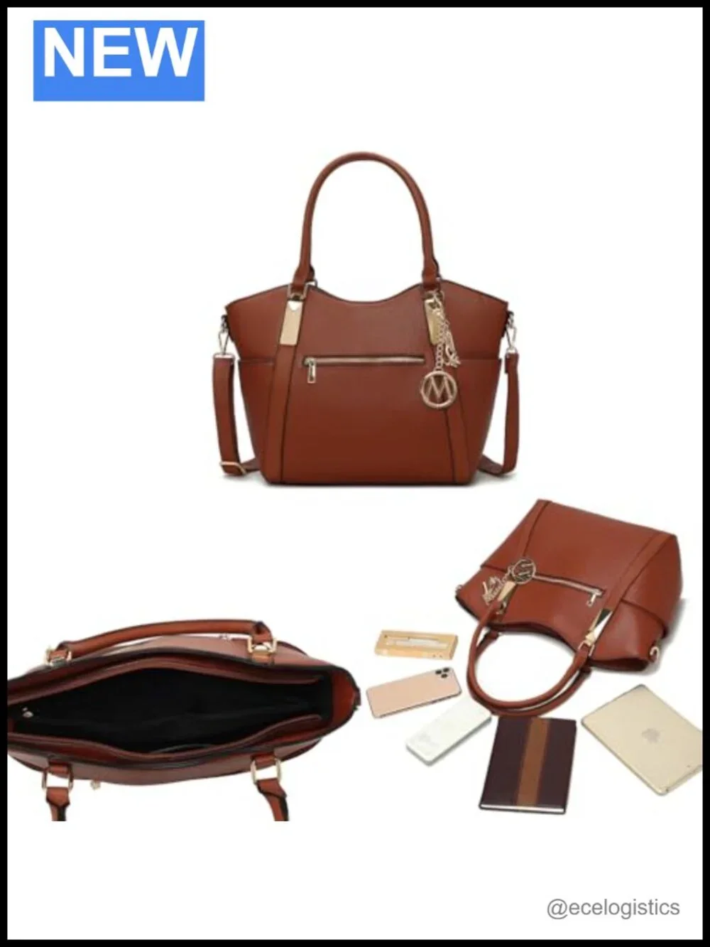 Vegan Leather Tote Bag with Top Handle - Large Shoulder Satchel Purse